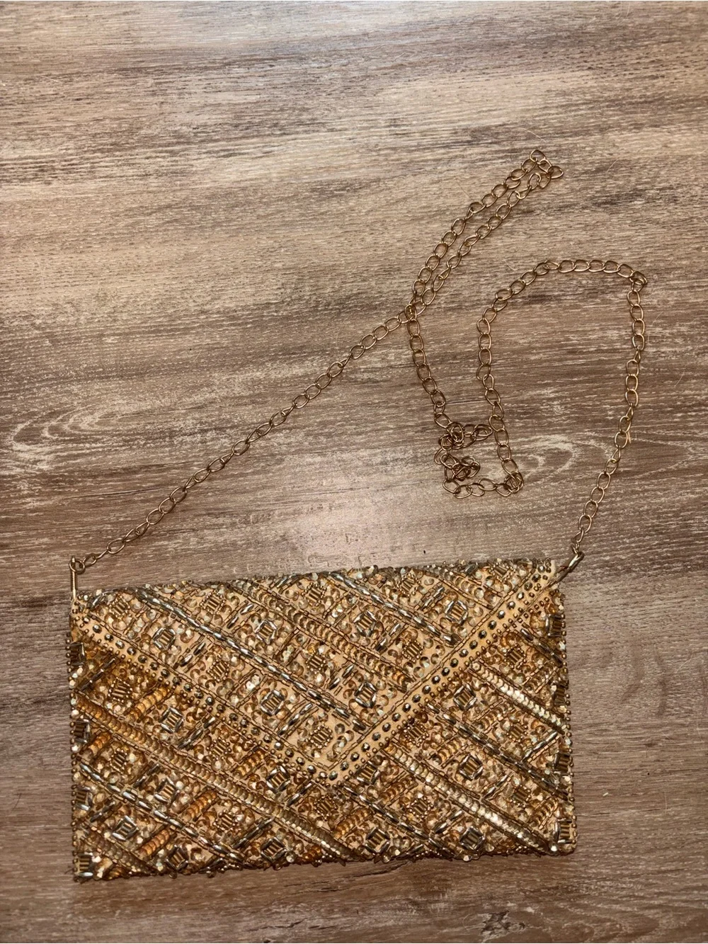 Gold beaded Evening Clutch Bag